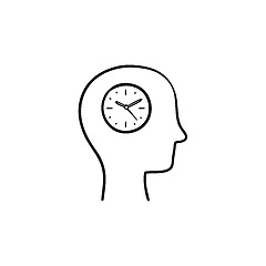 Image showing Clock in the head hand drawn sketch icon.