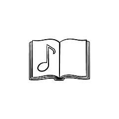 Image showing Music book with note hand drawn sketch icon.