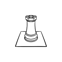 Image showing Chess board and figure hand drawn sketch icon.