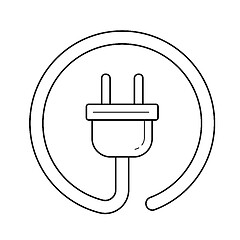 Image showing Electric plug vector line icon.