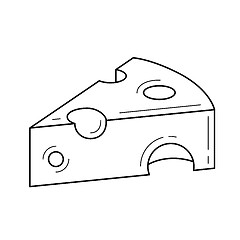 Image showing Portion of cheese vector line icon.