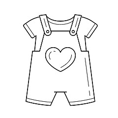 Image showing Baby romper vector line icon.