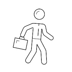 Image showing Employer walking with briefcase vector line icon.