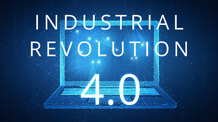 Image showing Fourth industrial revolution on hud banner with laptop.