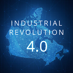 Image showing Fourth industrial revolution on blockchain polygon Canada map.