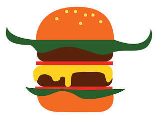 Image showing Simple cartoon big burger vector illustration on white backgroun