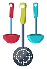 Image showing Fry Pans and cutter vector color illustration.