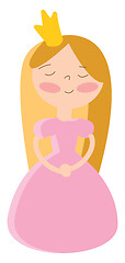 Image showing Smiling princess in pink dress and golden crown vector illustrat