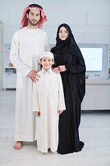 Image showing portrait of young happy arabian muslim family