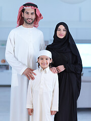 Image showing portrait of young happy arabian muslim family