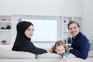 Image showing Happy Muslim family having fun at home