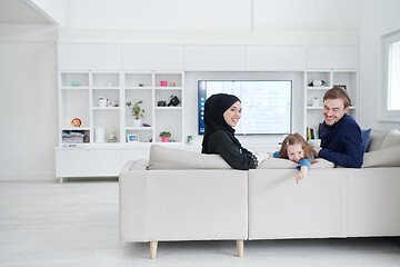 Image showing Happy Muslim family having fun at home