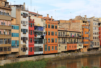 Image showing Colorful ancient houses and river Onyar in Girona