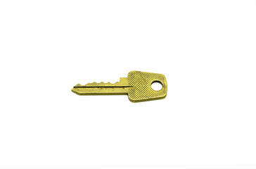 Image showing Old metal key to english lock isolated on white