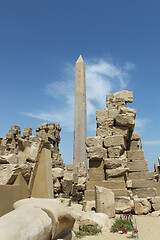 Image showing Ruins and obelisk of Karnak Temple in Luxor, Egypt