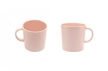 Image showing Pink ceramic cups on white background