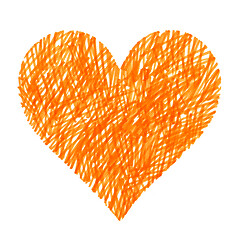 Image showing Abstract bright orange heart on white