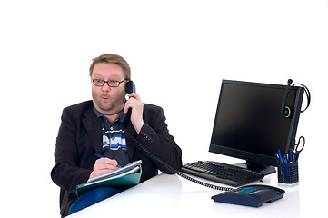 Image showing Businessman on desk 