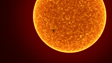 Image showing sun with International Space Station