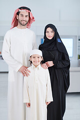 Image showing portrait of young happy arabian muslim family