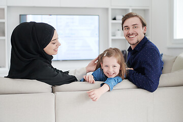 Image showing Happy Muslim family having fun at home