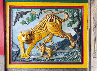 Image showing Tiger decoration of a temple in Vietnam