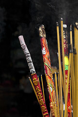 Image showing Incence sticks in a Buddhist temple