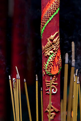 Image showing Incence sticks in a Buddhist temple