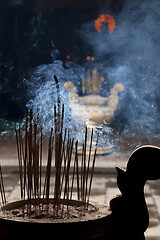 Image showing Incence sticks in a Buddhist temple