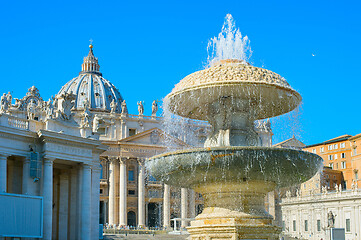 Image showing St. Peter Square fountain, Vatican