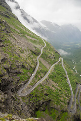 Image showing Trollstigen troll path in Norway from above