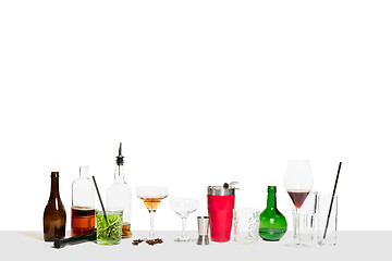 Image showing The lot of cocktails on the bar counter