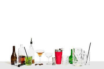 Image showing The lot of cocktails on the bar counter