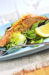 Image showing Salad with grilled salmon