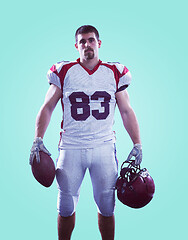 Image showing American Football Player isolated on colorfull background