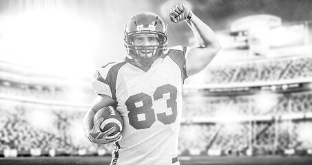 Image showing american football player celebrating touchdown