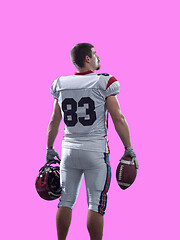 Image showing American Football Player isolated on colorful background