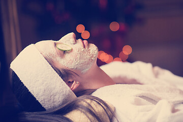 Image showing woman in spa  with cosmetic mask