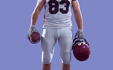 Image showing closeup American Football Player isolated on colorfull backgroun