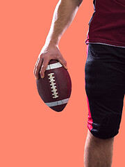 Image showing closeup American Football Player isolated on colorfull backgroun