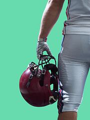 Image showing closeup American Football Player isolated on colorfull backgroun