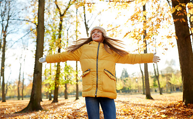 Image showing happy girl at autumn park