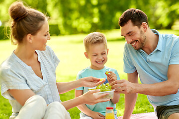 Image showing happy family having picnic at summer park