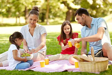 Image showing happy family having picnic at summer park