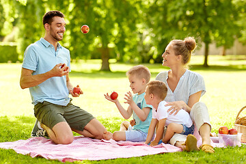 Image showing happy family having picnic at summer park