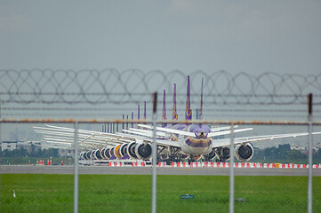 Image showing Thai Airways jets grounded during Covid-19