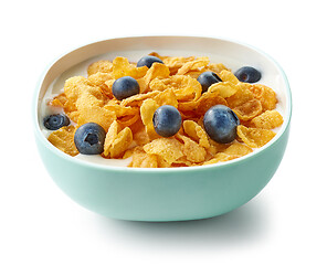 Image showing bowl of corn flakes with milk