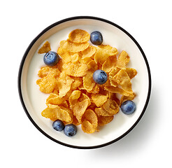 Image showing bowl of cornflakes and milk