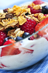 Image showing Yogurt with berries and granola