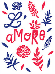 Image showing L\'amore, love concept t-shirt print and embroidery